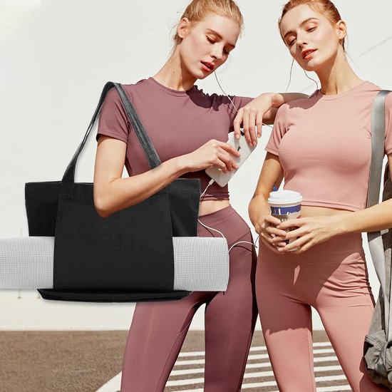 Acouto Sac Fourre-Tout de Yoga Grande Capacité Portable pour Tapis, Pilates, Bureau, Entraînement, Voyage, Plage, Salle de Sport (Abricot