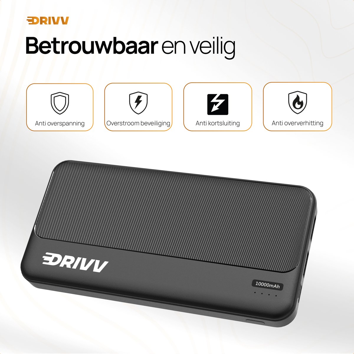 Drivv. Powerbank 10.000 mAh 22.5W Zwart - afbeelding 2
