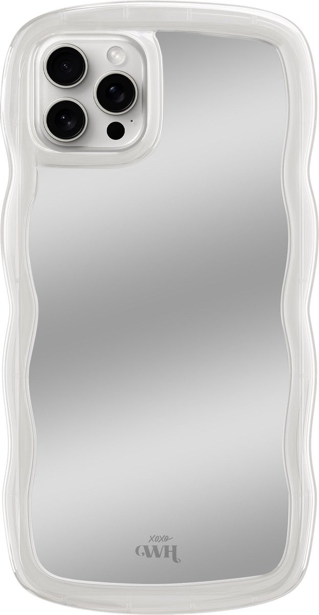 xoxo Wildhearts Wavy mirror case Transparant telefoonhoesje - Geschikt voor iPhone 12 Pro Max - Golvend spiegelhoesje - Wolken hoesje - Schokbestendig - Cloud case - Silicone case met spiegel - Transparant