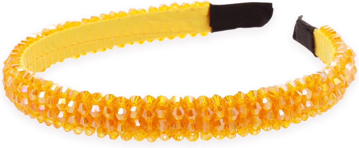Lajetti - WK Glitter Haarband Oranje Koningsdag EK Strass Diadeem