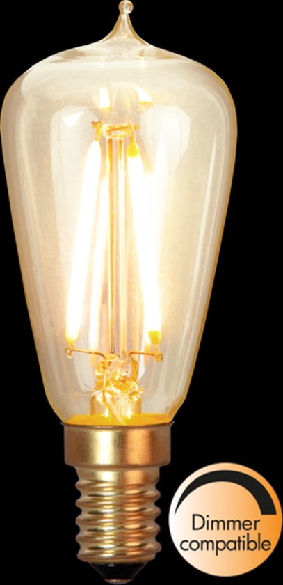 Druppel-Edison lamp - E14 - 1.9W - Super Warm Wit <2200K - Dimbaar - Filament - Rookglas