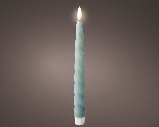 Bougie Lumineuse LED Cylindrique En Cire Ivoire Flamme Vacillante Piles 12,5cm Timer Blanc Chaud Lotti - Gamm Vert