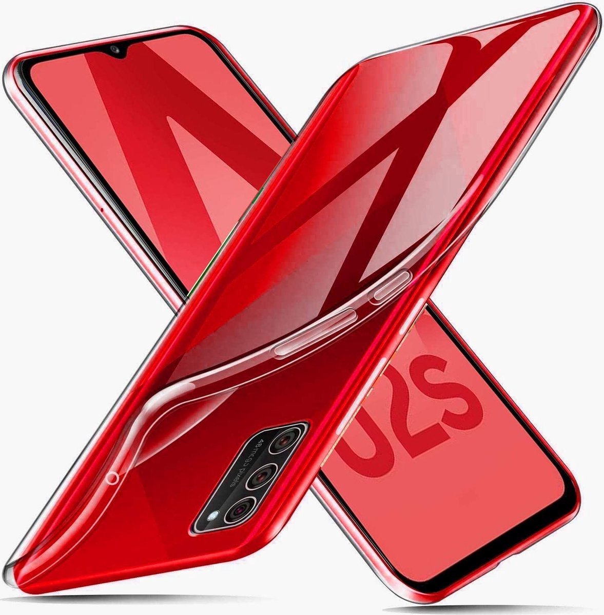 Soft Back Cover Hoesje Geschikt voor: Samsung Galaxy A02S Transparant TPU Siliconen Soft Case + 3X Tempered Glass Screenprotector