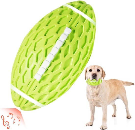 Jouet pour chien, couineur, jouet à mâcher pour chiens de taille moyenne et grande, balle pour chien en caoutchouc naturel, forme rugby, vert