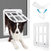 Huisdierenklep voor vliegengaas, hondenklep met magneten, kattenklep, vliegengaas, eenvoudige installatie voor katten/honden, wit (34 cm x 44 cm)