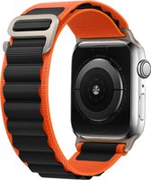 Alpine Loop Nylon Sport Band Compatibel met Apple Watch 42mm 44mm 45mm 49mm - Oranje/zwart Horlogebandje voor Mannen en Vrouwen, Verstelbaar met Metalen 6-Haak Sluiting voor iWatch Ultra 2/1 Serie SE/9/8/7/6/5/4/3/2/1