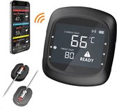 LTMT® - Thermomètre BBQ - EasyBBQ Pro - Thermomètre de four - Thermomètre à viande Sans fil - Bluetooth - App - Partiellement sans fil - Thermomètre professionnel - Incl. deux sondes