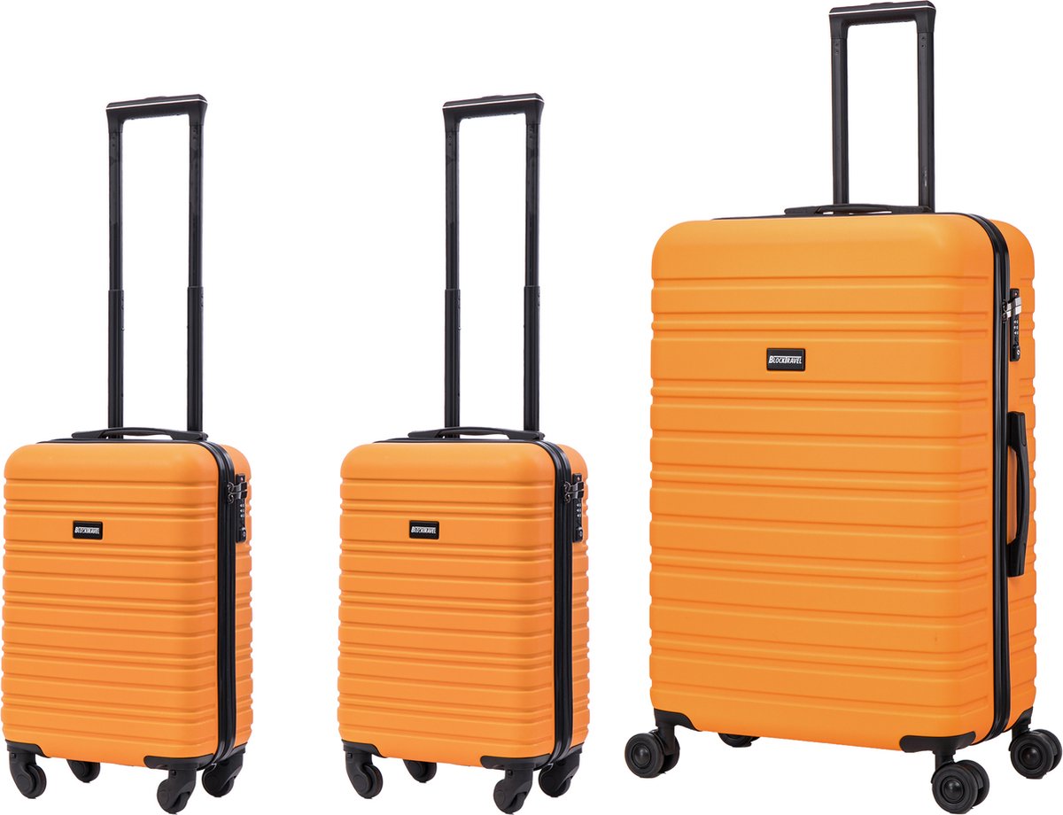 BlockTravel kofferset 3 delig ABS ruimbagage en handbagage 29 29 en 95 liter - inbouw TSA slot - oranje