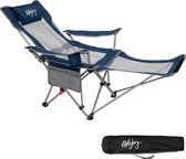 2-in-1 Opvouwbare campingstoel Fauteuil met bekerhouder Extra grote strandstoel met verstelbare rugleuning en voetsteun