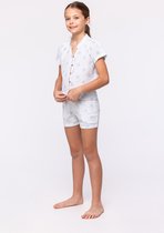 Woody doorknoop pyjama meisjes/dames - blauw - tetra - all-overprint zeesterren - 241-10-WPJ-W/927 - maat 176