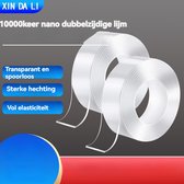 Nano tape- Herbruikbaar en Waterproof -Dubbelzijdige tape – Transparant -25mm x 3 meter-2stuks