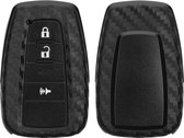 kwmobile autosleutel hoesje geschikt voor Toyota 2 - 3 Knop Smart Key Autosleutel - Autosleutel behuizing in zwart - Carbon design