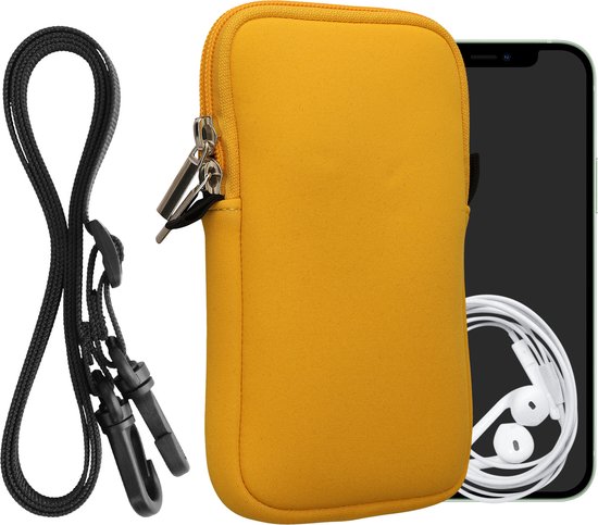 Kwmobile Felt Phone Bag With Design XL - 6.7/6.8" - 17.2 X 8.4 Cm Strap