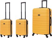 BlockTravel kofferset 3 delig ABS ruimbagage en handbagage 29 29 en 74 liter - inbouw TSA slot - geel