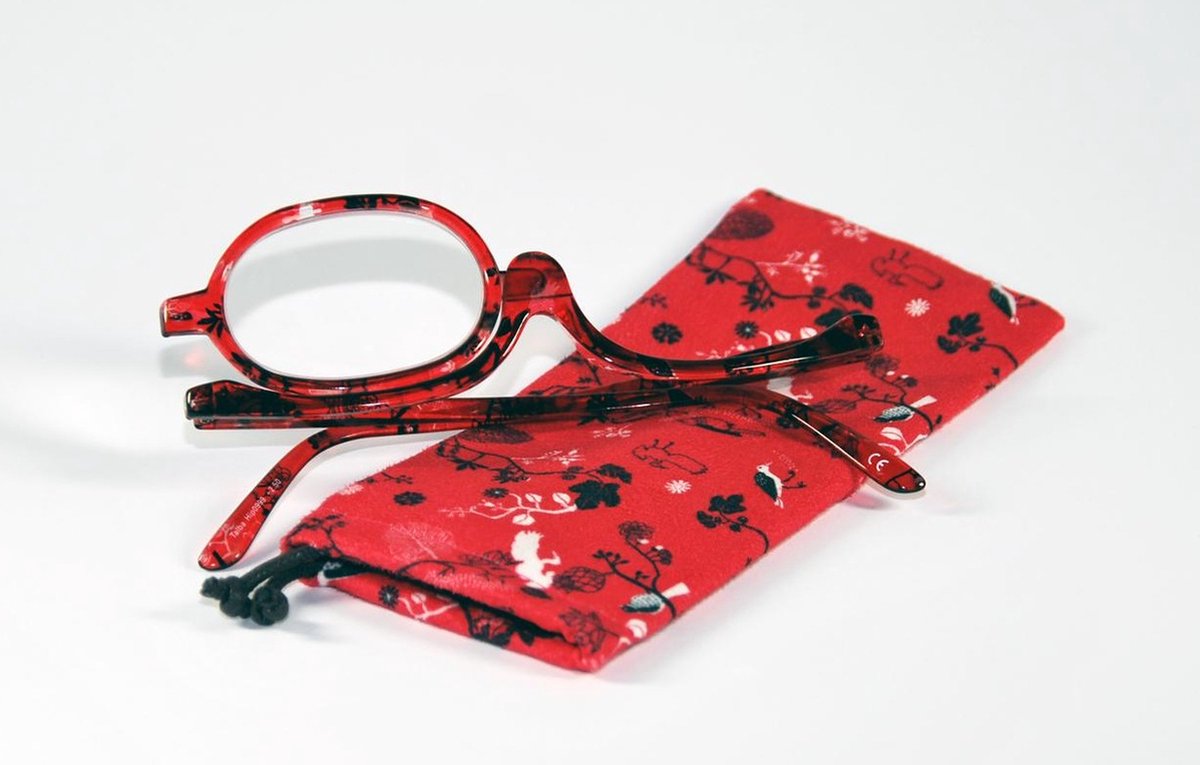 Melleson Eyewear - Make-upbril - Rood - Draaibare lens - +3.00
