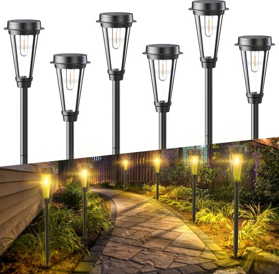Buitenverlichting Set van 6 - Waterdicht - LED - Tuinlampen op Zonne-energie - Verlichting voor Tuinpaden - Landschap Verlichting