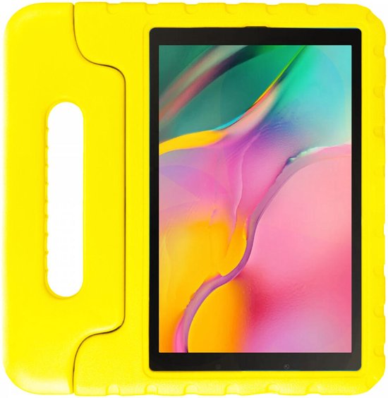 HappyCase Kinder Tablethoes Geschikt voor Samsung Galaxy Tab A 10.1 (2019) | Kindvriendelijke Hoes | Beschemhoes | Kinderhoes | met Handvat en Standaard | Geel