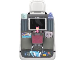 Sacs de coffre de voiture avec sac pour histoires Faba et iPad, sac de rangement pour speelgoed, organisateur de voiture pour ranger bouteilles d'eau, livres pour enfants, pour jeeps, SUV, gris