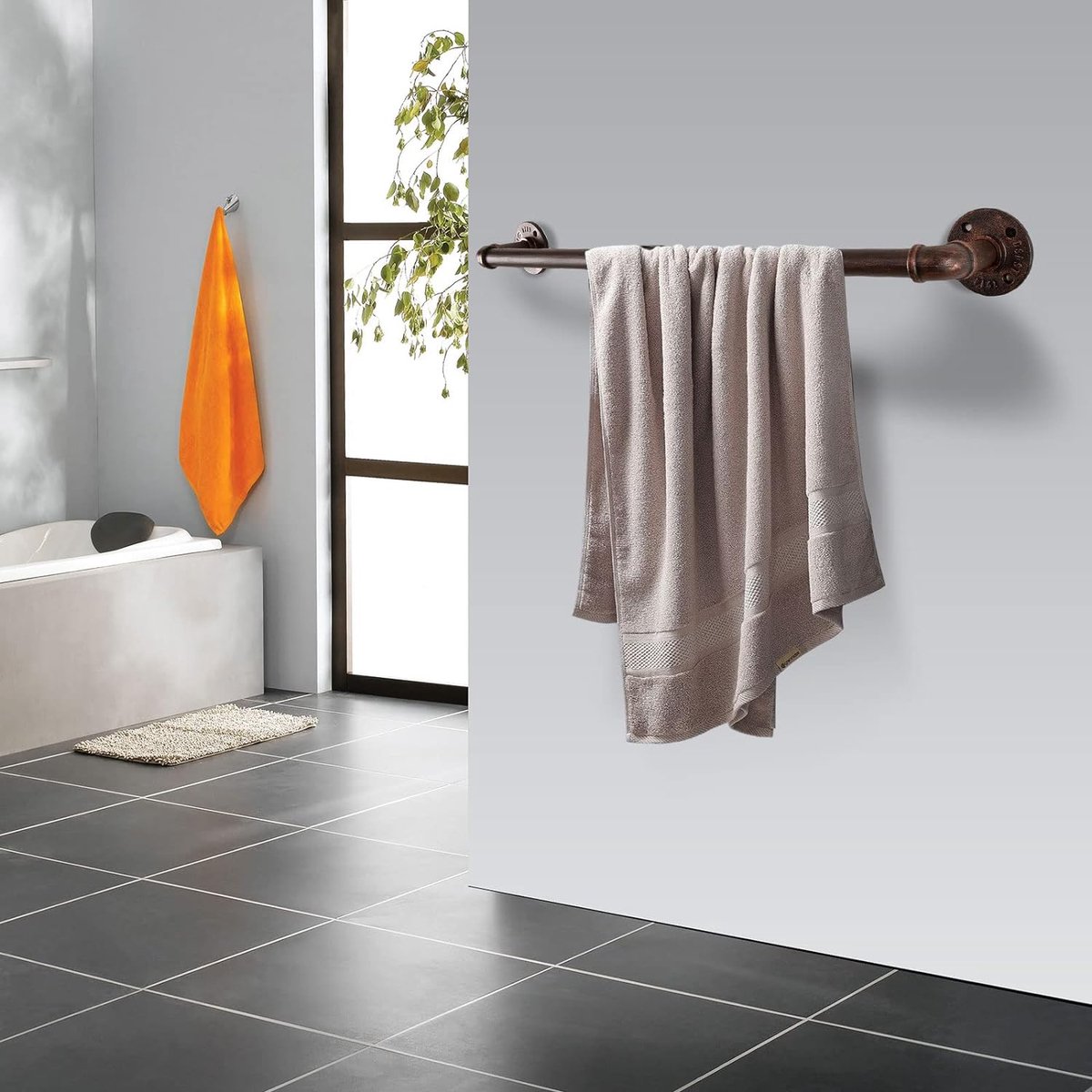 Barre Porte-Serviettes Industrielle Livabber - Fer Rustique 61cm - Salle De Bain