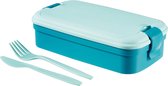 Lunchbox Lunch & Go inclusief bestek 23,5 x 13,5 x 6,3 cm in blauw, plastic, 23,5 x 13,5 x 6,3 cm