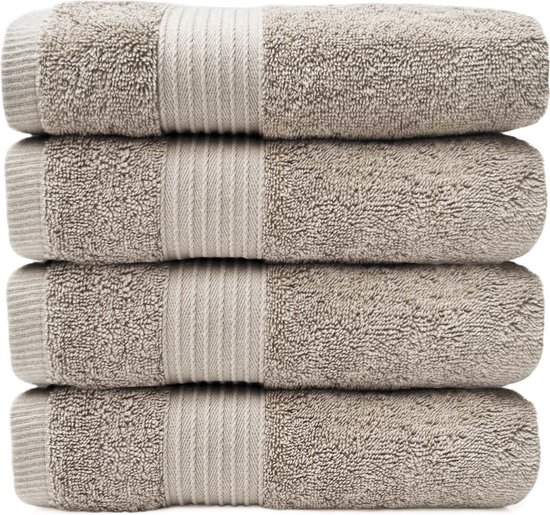 HOOMstyle Handdoeken Set Elegance - 4 stuks - 100% Soft Cotton 650gr - 60x110cm - Taupe