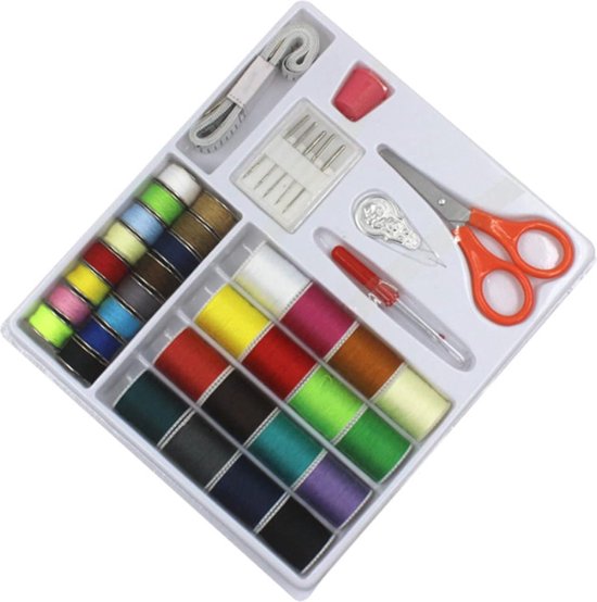 WUTA Lederen garen 0,65 mm gewaxte naaigaren set - 12 kleuren zadelgaren voor lederhandwerk, boekbinden, schoenreparatie - Incl. 12 naalden & opbergtas