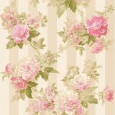 Bloemen behang Profhome 304464-GU vliesbehang licht gestructureerd met bloemen patroon mat roze groen crèmewit 5,33 m2