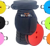Buvel® Opvouwbare kruk - Kruk - Krukje - Campingstoel - Inklapbaar - Telescopisch - Visstoel - Voetensteun - Rond rood met kussen