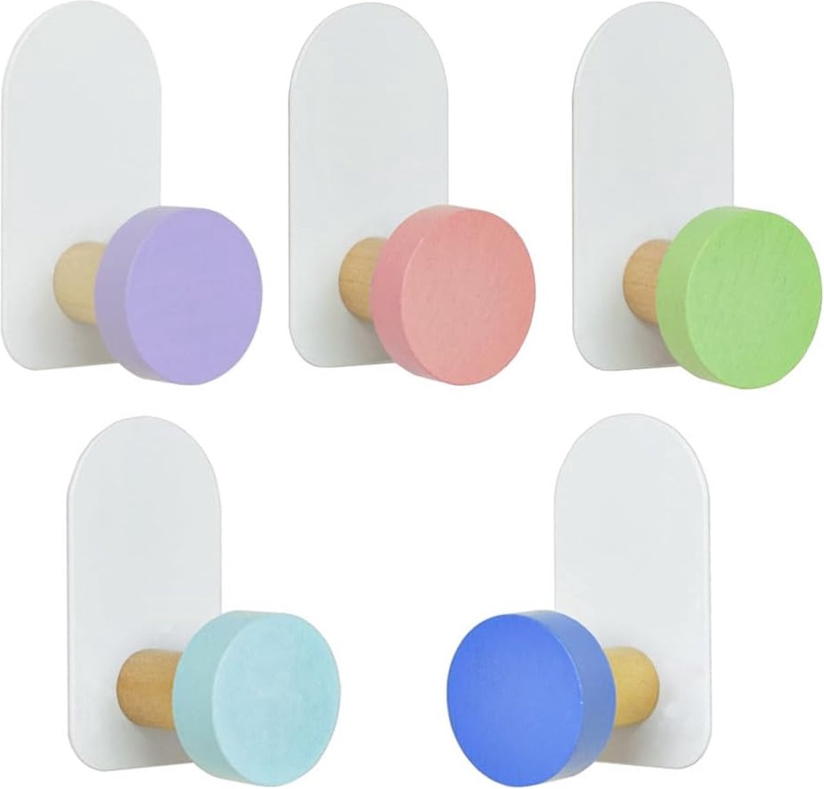 Inovra Plus - Kleurrijke wandhaken set van 5 - zelfklevende kledinghaken en handdoekhaken - garderobehaken voor mini-wandhaken