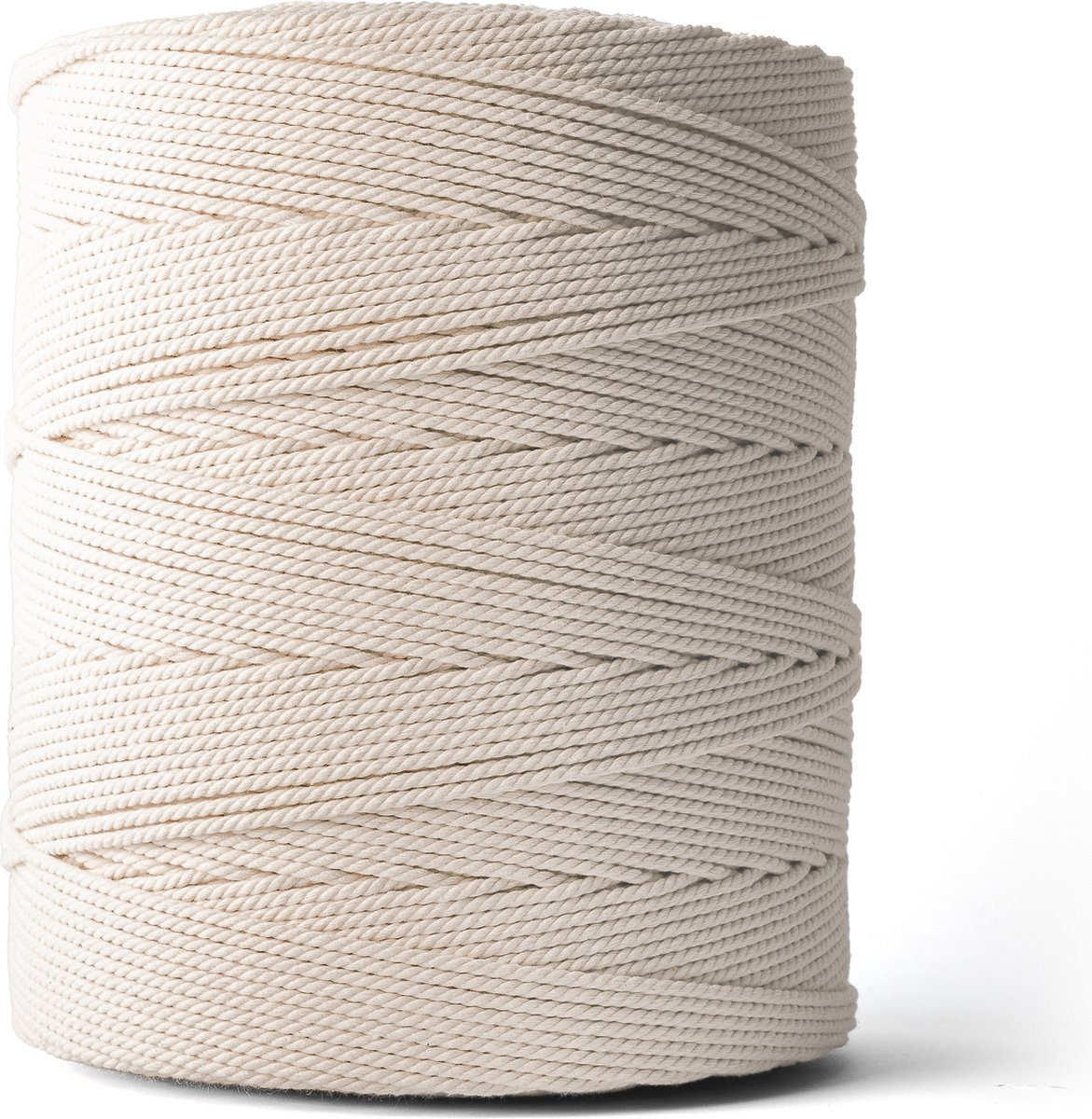 Ledent macramé touw Jumbo XL (3mm, 800M, Natuur), dubbel getwist - van 100% geregenereerd katoenkoord - Macramé touw in verschillende afmetingen om mee te knutselen.