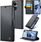 CaseMe Wallet Case met RFID Bescherming en Magneetsluiting voor OPPO Reno 10 5G / 10 Pro _ Zwart