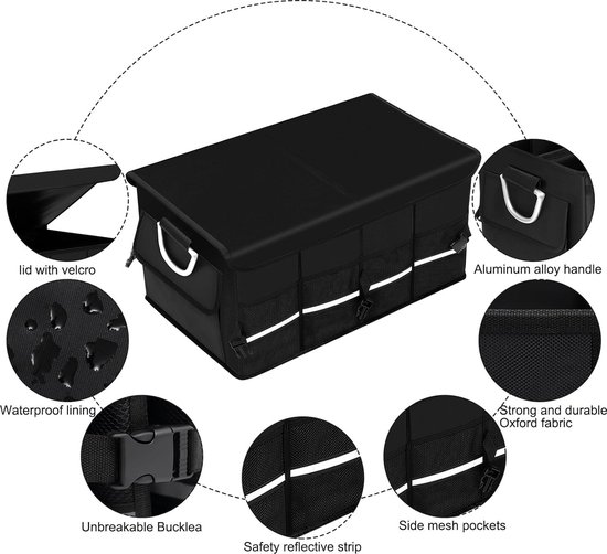 MEISHANG Auto-kofferbakorganizer, opbergtas, kofferbaktas, auto-organizer, autostoeltas met waterdichte zakken MEISHANG Auto-kofferbakorganizer, opbergtas, kofferbaktas, auto-organizer, autostoeltas met waterdichte zakken