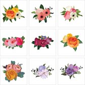 9 tegelstickers bloemen 15x15cm transparant - badkamer, keuken en toilet - zelfklevend - peel and stick - decoratiestickers - plakfolie stickers - backsplash