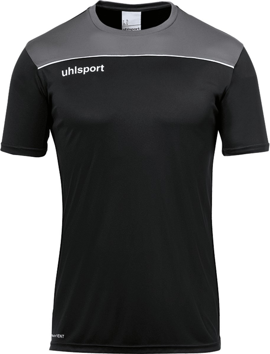 Uhlsport Offense 23 T-Shirt Heren - Zwart / Antraciet / Wit | Maat: S