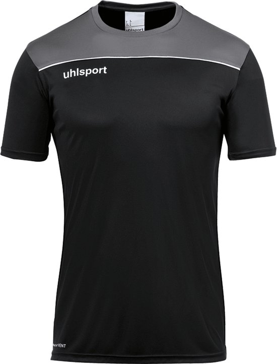 Uhlsport Offense 23 T-Shirt Heren - Zwart / Antraciet / Wit | Maat: 2XL
