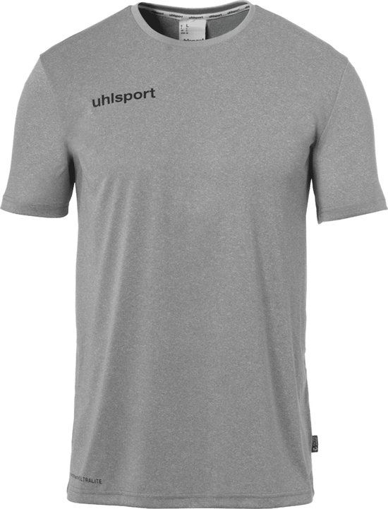 Uhlsport Essential Functioneel T-Shirt Kinderen - Donkergrijs Gemeleerd / Zwart | Maat: 128