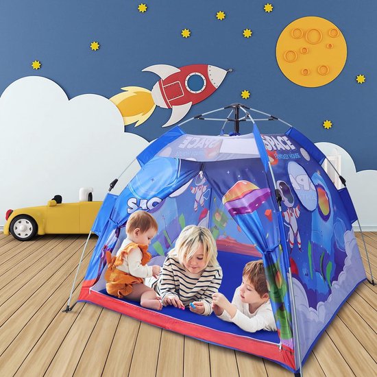 Pop-up speeltent voor meisjes en jongens, kindertent, blauw kasteel, groot speelhuis voor binnen (ruimtewereld) van POP — afbeelding 3