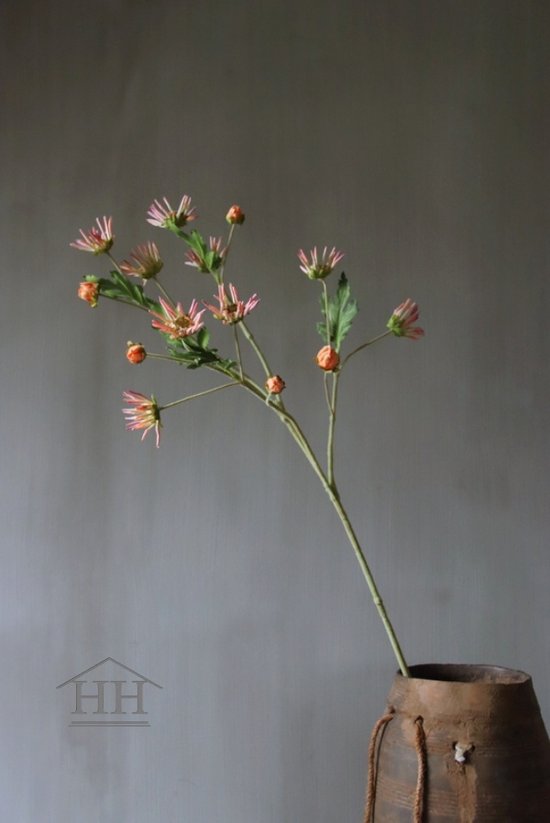 Kunstbloemen zalm kleurig - mum spray - 88 cm - nepbloem - zijden bloem - losse kunstbloemen