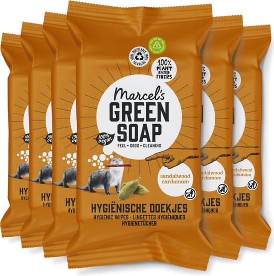 Marcel’s Green Soap schoonmaakdoekjes – sandelhout & kardemom – 6 x 60 stuks