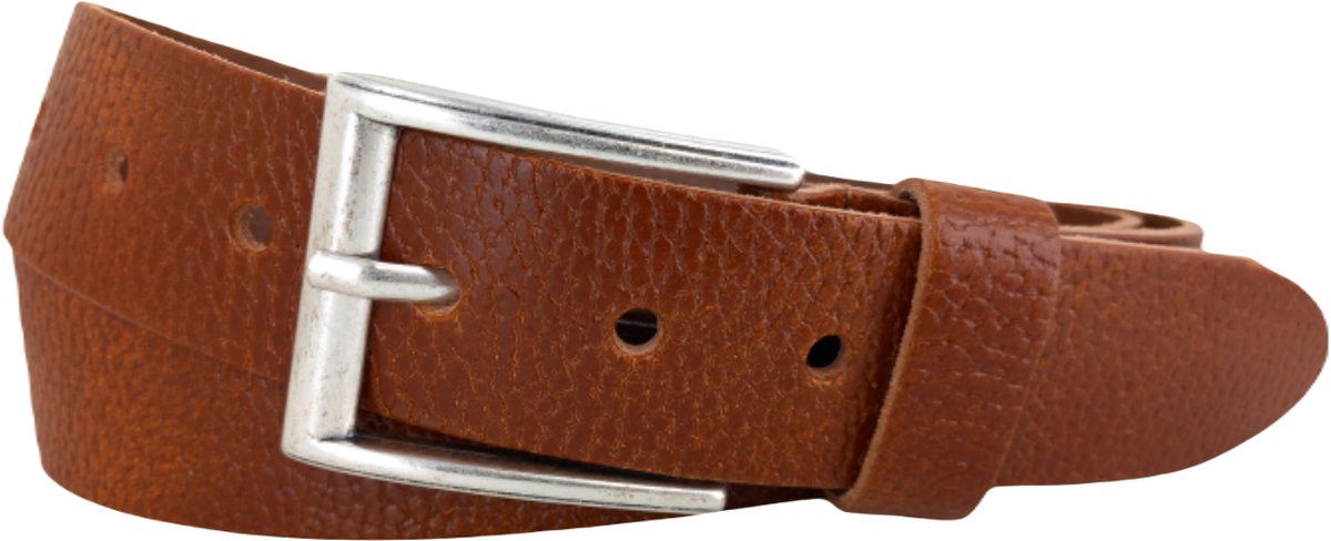 Leren Dames/Heren Riem | 4cm breed | Riemmaat: 85cm (totale lengte: 100cm) | 100% echt leer | Kleur: cognac | Nikkelvrije gesp