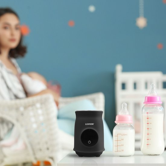 LUVION® Ultra Draagbare Flessenwarmer voor onderweg én thuis - Zwart - Geschikt voor o.a. Dr. Brown, Philips Avent, Difrax, Medela, Alvar Baby, NUK, MAM, Hegen, Wetoo en huismerk Kruidvat en Etos babyflessen - Draadloos je baby fles verwarmen