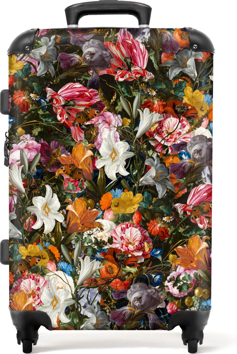 NoBoringSuitcases.com - Grote koffer dames - Reiskoffer bloemen met 4 wielen - Trolley op wieltjes 72 liter - Rolkoffer groot vrouwen - Ruimbagage valies 20kg - Valiezen voor volwassenen - Bagagetrolley middelmaat - Reisbagage & reisaccessoires large