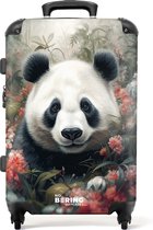 NoBoringSuitcases.com® - Koffer groot - Rolkoffer lichtgewicht - Pandabeer te midden van de kleurrijke natuur - Reiskoffer met 4 wielen - Grote trolley XL - 20 kg bagage