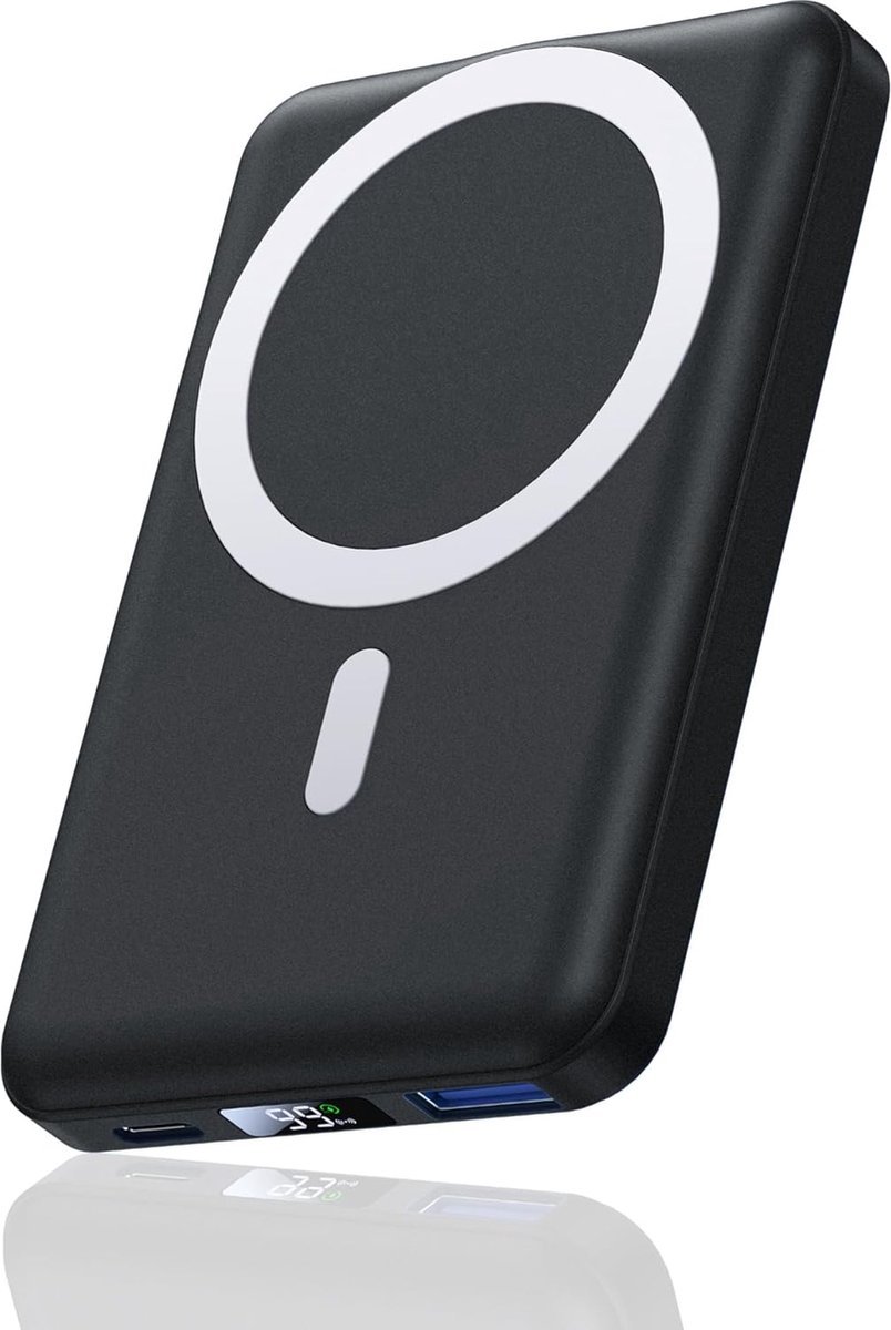 For Mag-safe Power Bank, AOGUERBE Magnetische Draadloze Powerbank 10000mah Magnetische Externe Batterij 22 5 W Pd Snel Opladen Met Led Display Voor Iphone 17 16 15 14 13 12 Series