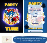 Uitnodiging kinderfeestje - Kinderfeest - Uitnodigingen - Verjaardag - Inclusief enveloppen - Eigen design en print - Wenskaart - Sonic - 20 stuks - A6
