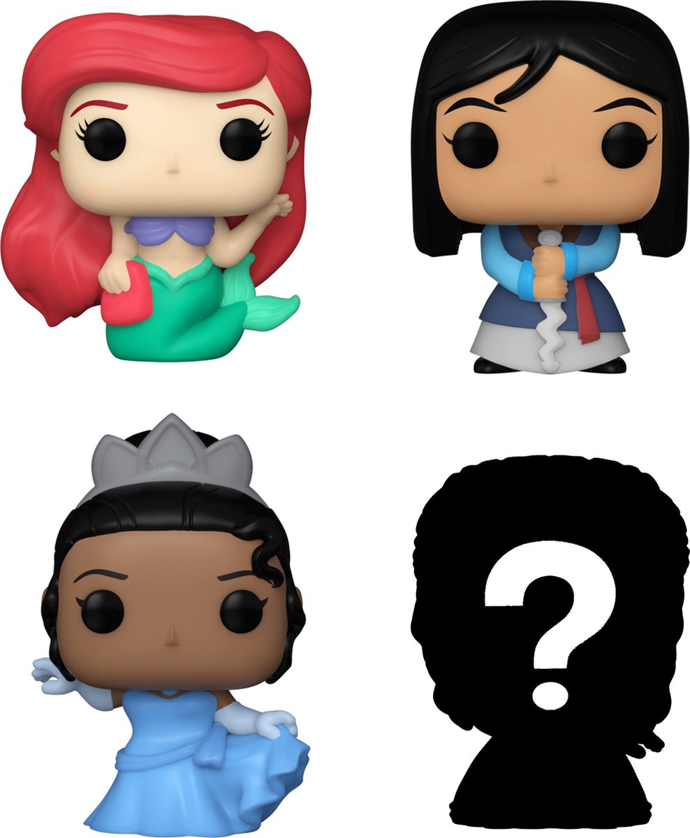 Funko Bitty Pop: Disney Princess 4-Pack Series 1 - Ariel 563 - Mulan 166 - Tiana 224 + Mystery