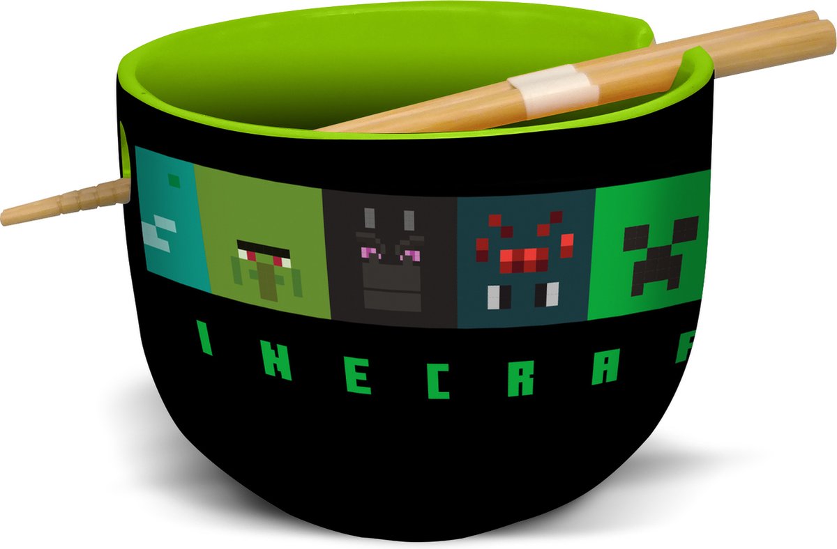 Minecraft - Personages Gezichten Ramenkom met eetstokjes