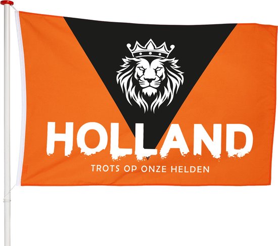 Foto: Oranje vlag trots op onze helden100x150cm kwaliteitsvlag geschikt voor buiten ek versiering wk versiering