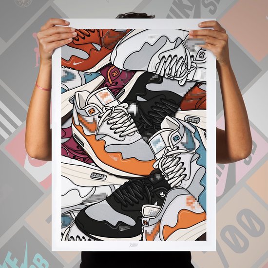 Sneaker Poster AM1 Patta Waves Collage