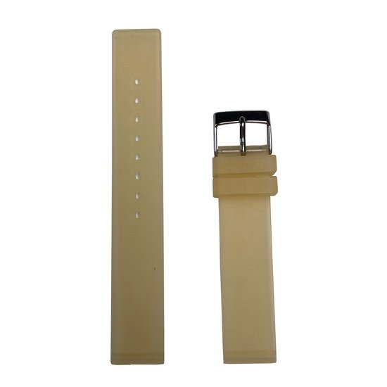 Horlogeband - 18mm - Beige - Transparante silicone band - Roestvrijstalen gesp